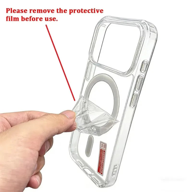 Magnetic Original Clear Case For iPhone 17 16 15 14 13 12 11 Pro Max Plus Mini Air Funda For Magsafe Silicone Transparent Cover