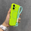 Candy Soft Liquid Silicone for Magsafe Case for iPhone 18 17 16 15 14 Pro Max Shockproof Magnetic Charging Lanyard Strap Cover