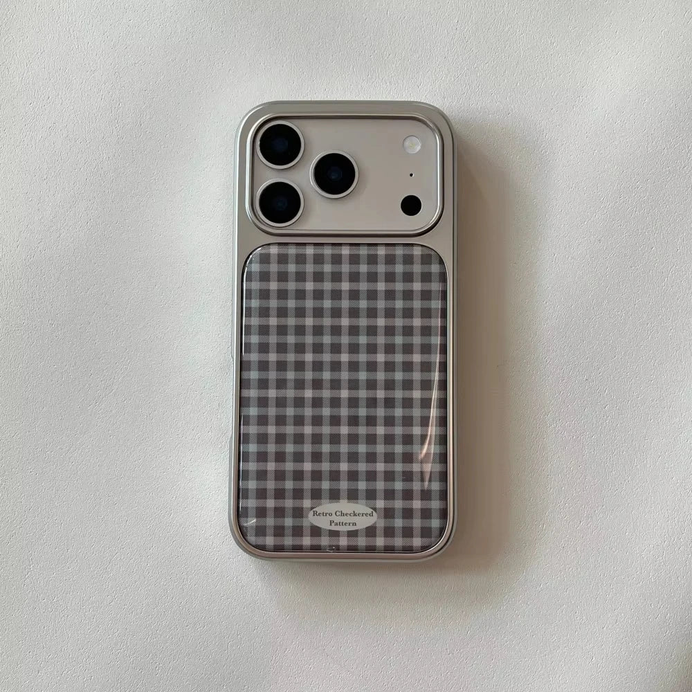 Fashionable Checkered Pattern Electroplated Drip Glue Phone Case For iPhone 17 Air 16 Pro Max 15 14 Plus 13 12 Pro 11 Back Cover