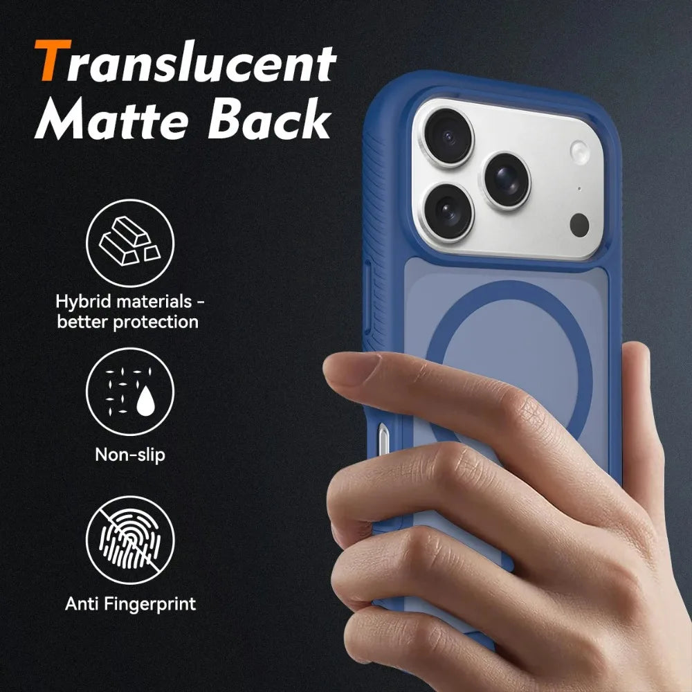 Military Grade Translucent Magnetic Case For iPhone Air 17 17Pro 17Pro Max 17E 16E For MagSafe Shockproof Matte Protection Cover
