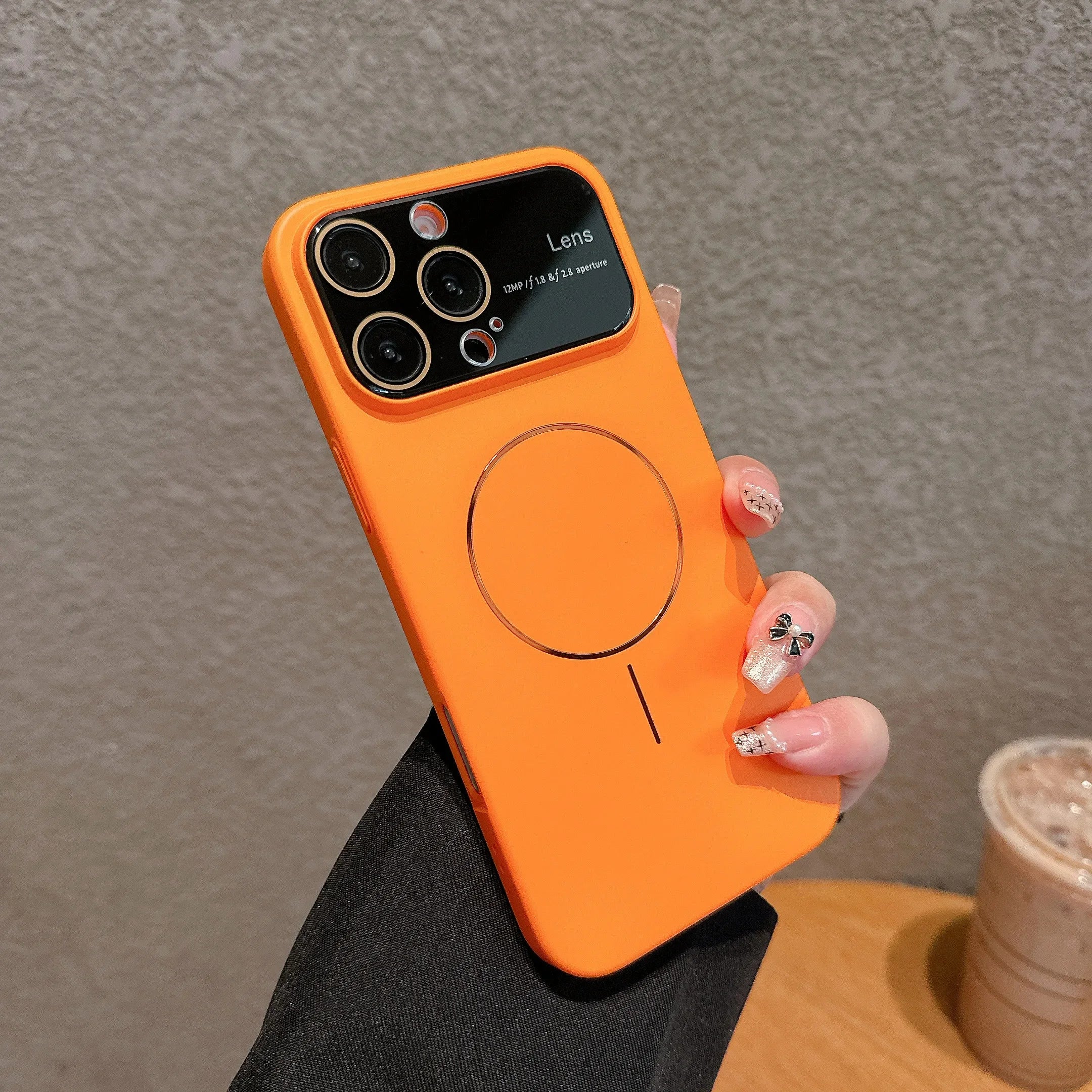 Magnetic Large Window Lens Protection Phone Case For iPhone 11 12 13 14 15 16 17 Pro Max 17 Air PC Thin Circle Hard Phone Cover