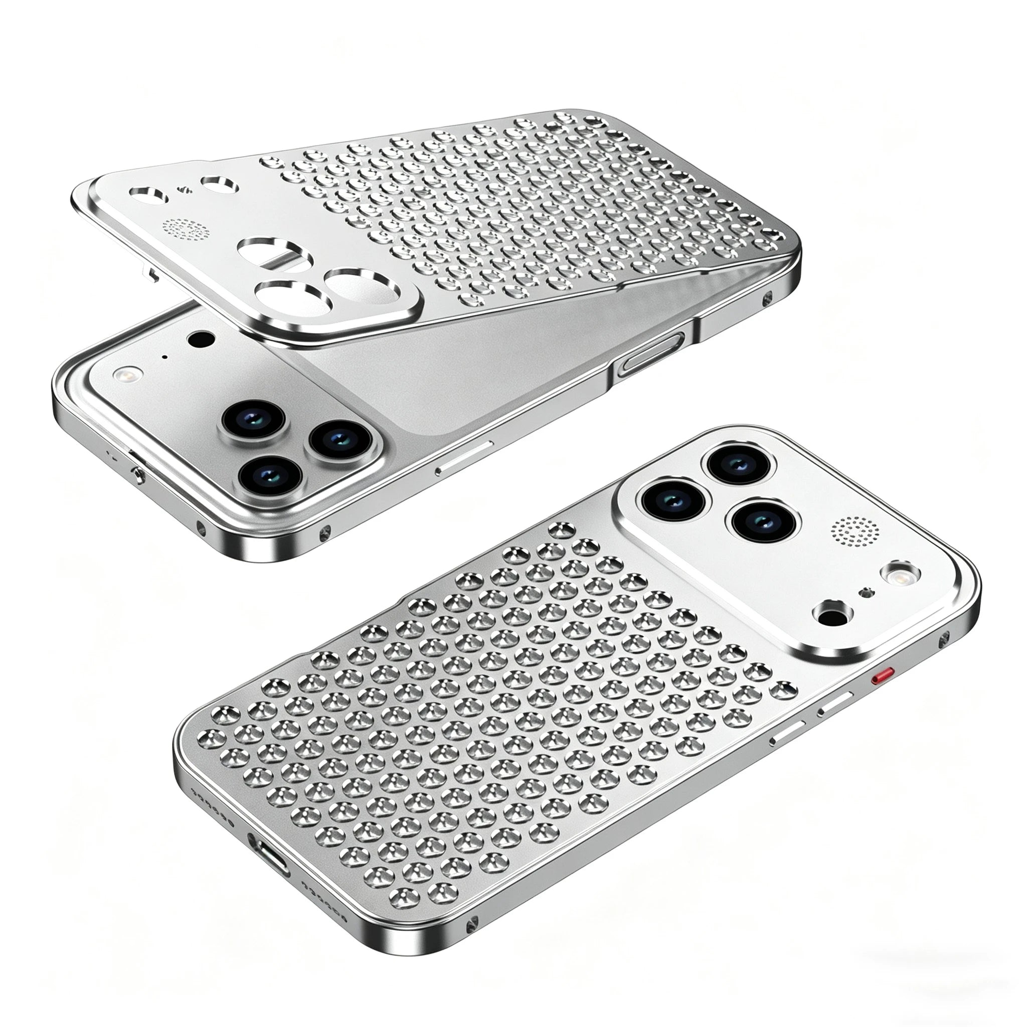 luxury Metal aluminium grid Cooling Phone Case For iPhone 17 15 14 13 12 16 Pro Max Aromatherapy Diffuser Detachable Rear Cover