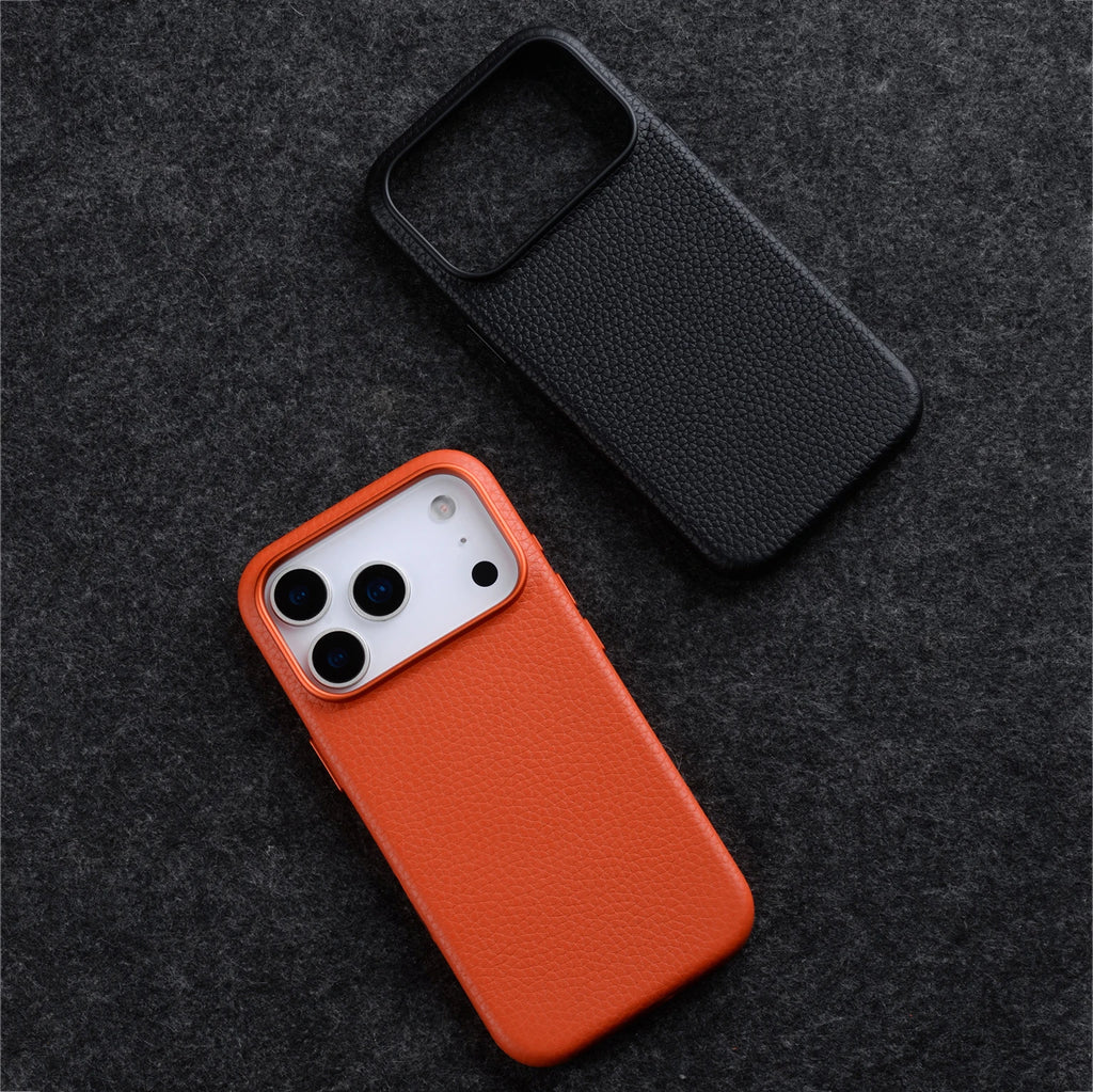 Italian Genuine Cowhide Leather Case For iPhone 17 Pro Max 17Pro with Camera Button protective Magnetic Charging MagSafe Cover