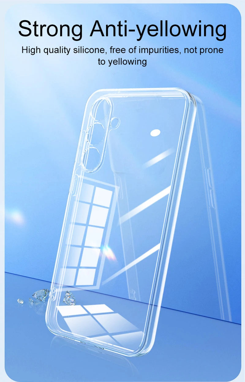 Full Camera Protection Silicone Soft Case For Samsung Galaxy S24 S23 S21 FE S22 Plus A14 A34 A54 Ultra Thin Clear Case Cover TPU