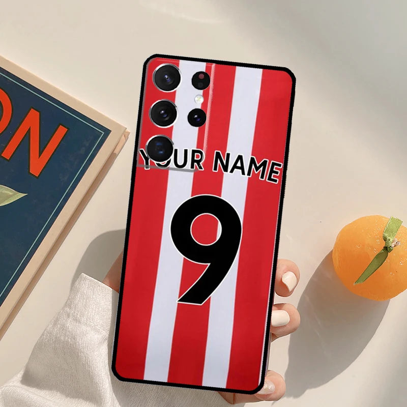 Personalised Football Name Number Phone Case For Samsung Galaxy S22 S23 S21 S20 FE Ultra S8 S9 S10 Plus Note 10 20 Ultra Cover