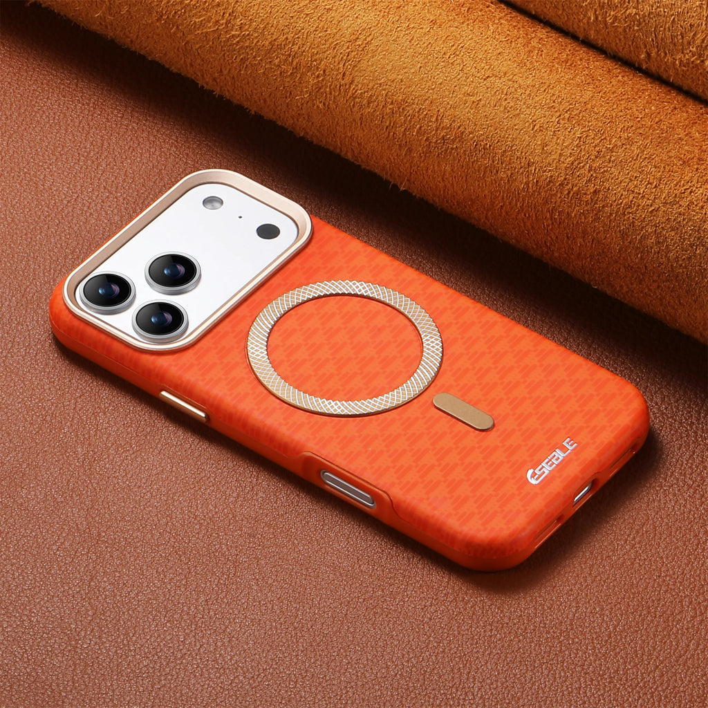 Luxury Leather Magnetic Fiber Texture Magnetic Case For iPhone 17 Pro Max 16 Plus 15 14 13 For Magsafe Wireless Charging Cover