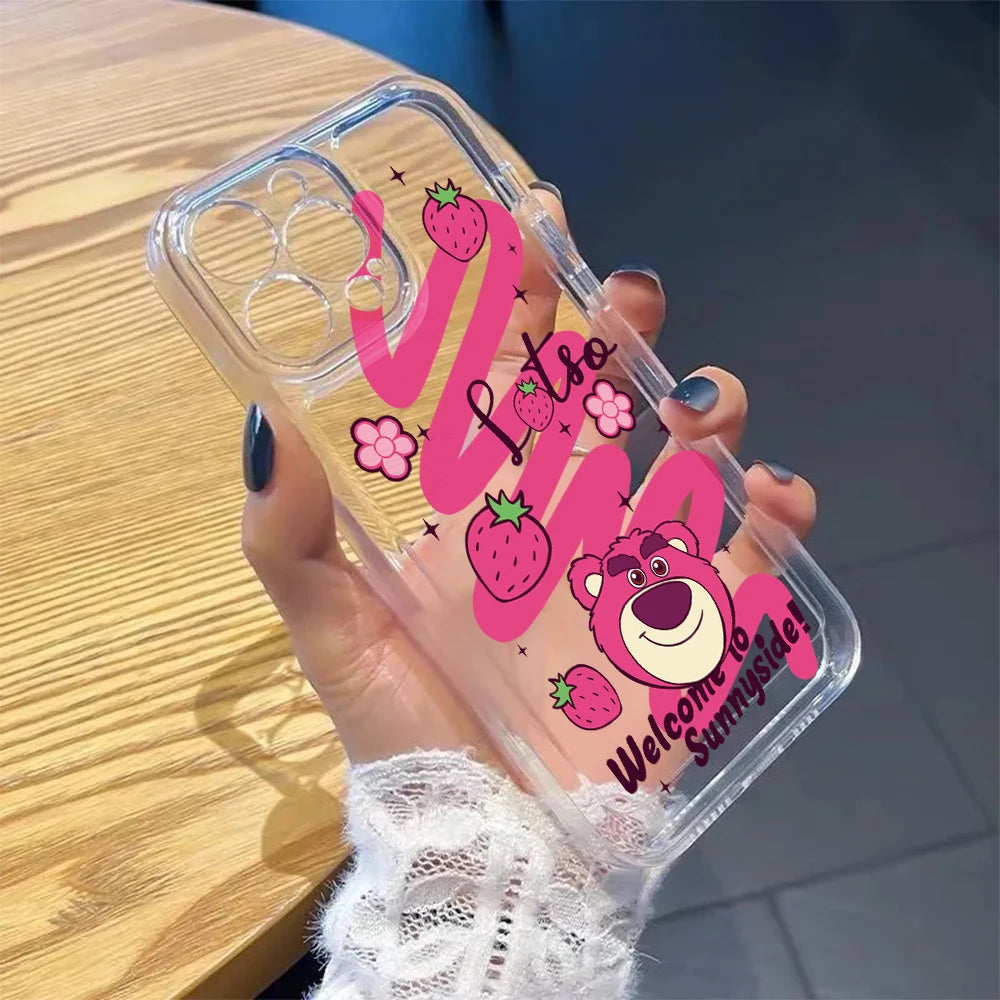 Disneys Pink Lotso Bear Phone Case for Samsung Galaxy A57 A56 A55 A54 A52 A37 A36 A26 A17 A16 A07 A06 4G 5G TPU Cover