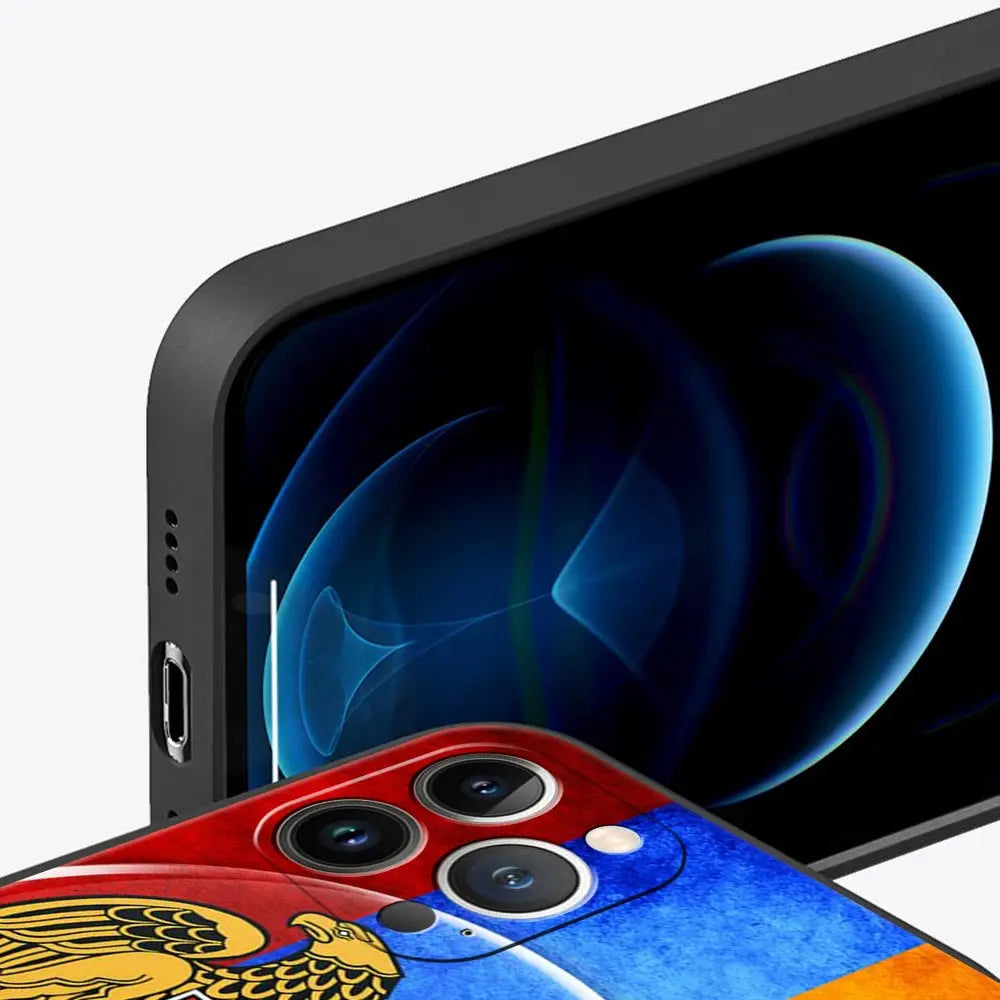 Armenia Armenian Flag For iPhone 11 12 13 15 16 14 Pro Max Phone CaX XR XS 7 8 Plus 2020 Luxury Black Silicone Cover Funda