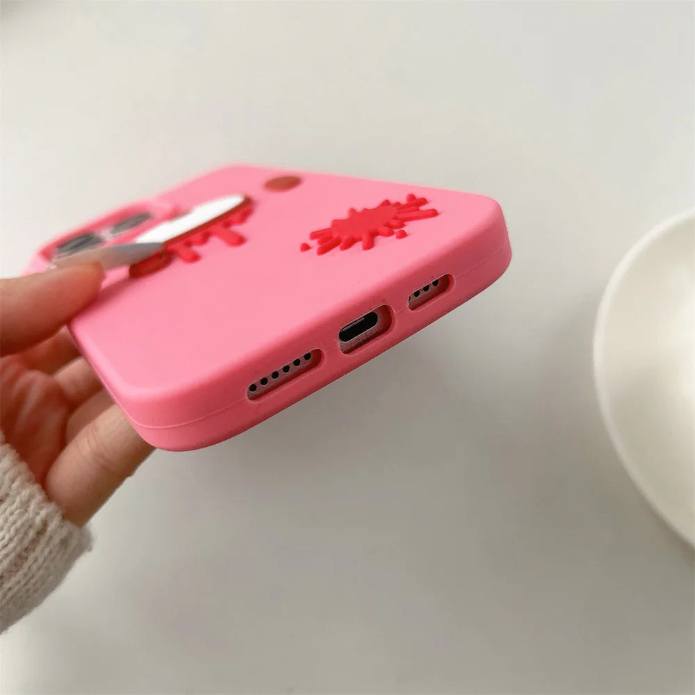 Korean INS Fashion Cute Bear Silicone Soft Phone Case for iPhone 17 Pro 12 13 14 15 Pro Max 16 Cover Cute Cartoon Protective Cas