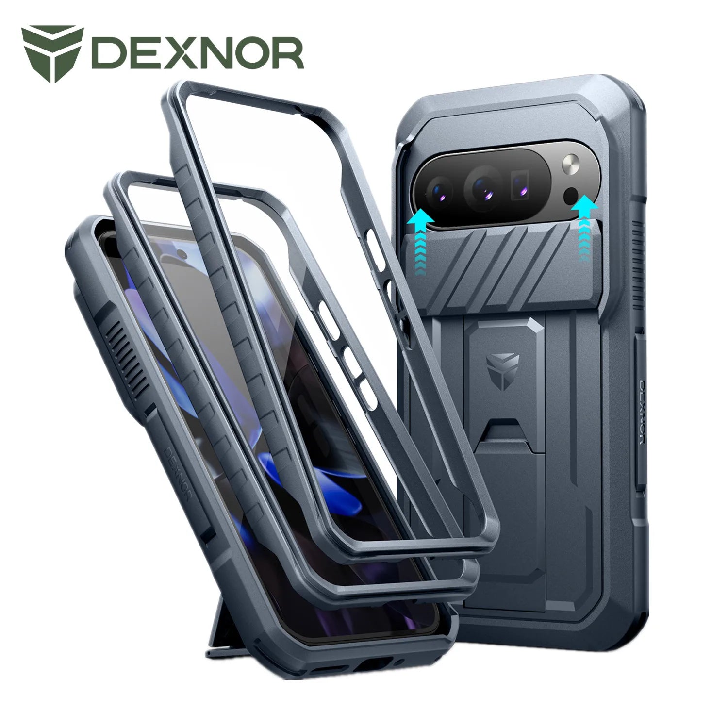 For Google Pixel 10/10 Pro Case with Slide Camera Cover and Built-in Screen Protector Kickstand Rugged Bumper Shockproof Cover