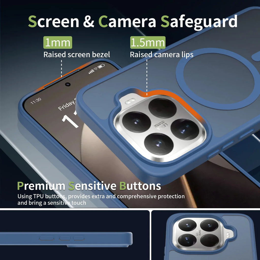 Magnetic Matte Translucent PC Hard Phone Case For Xiaomi 17 15T Pro Max Silicone Frame For Magsafe Anti-drop Shockproof Cover