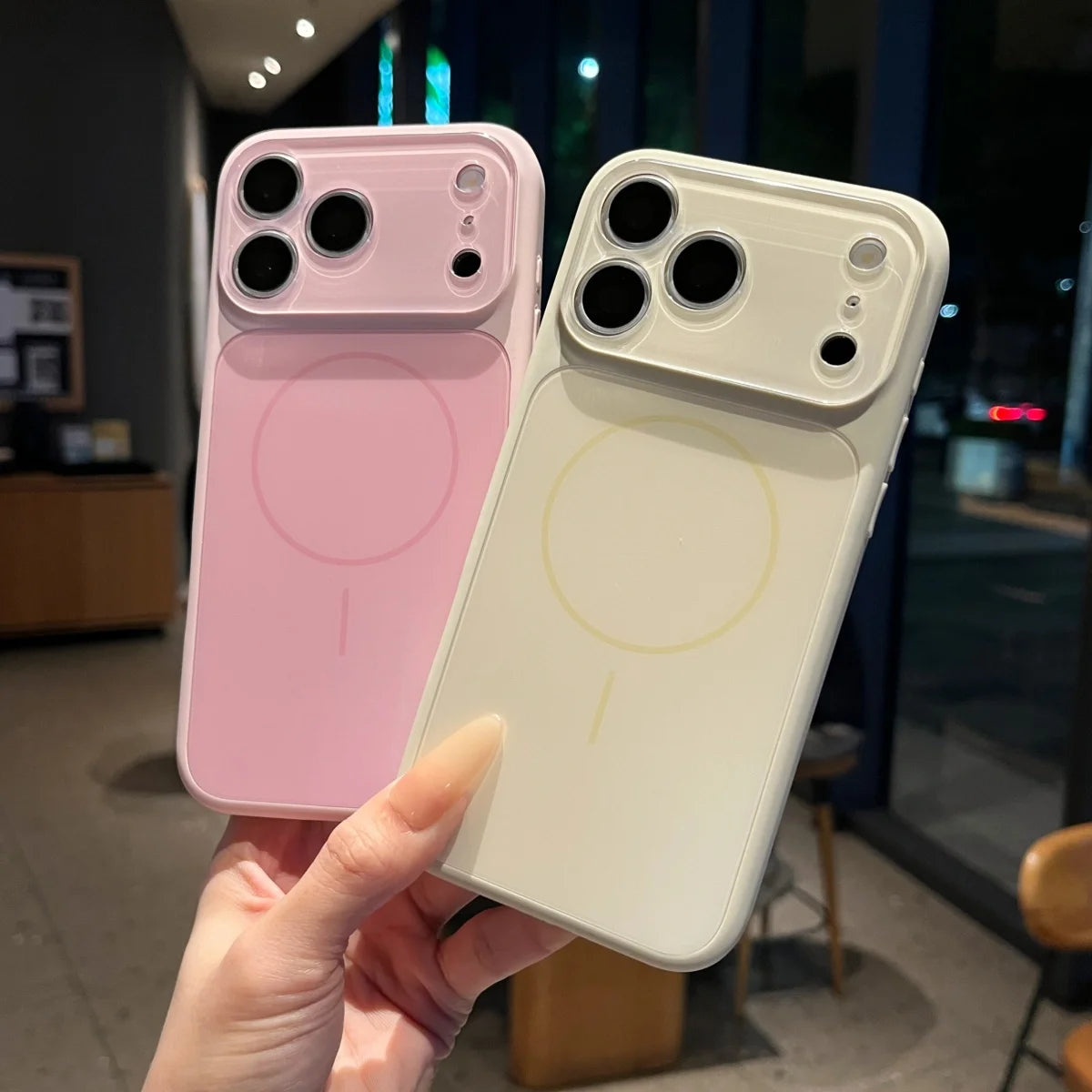 Fashion Liquid Silicone For Magsafe Magnetic Phone Case For iPhone 17 16 15 14 13 Pro Max Large Window Lens Glass Protect Cover