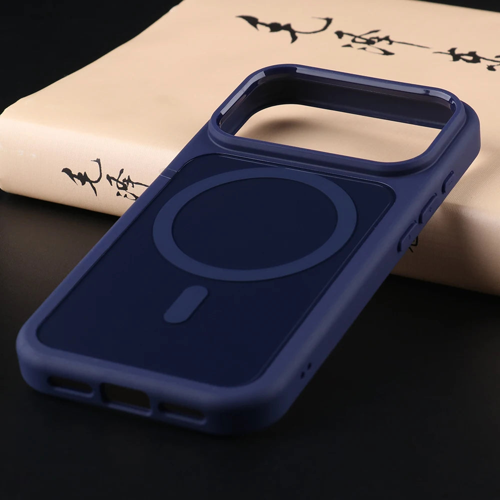 UGOjP For iPhone 17 Pro Case Men Solid Color Anti-drop Magnetic MagSafe Wireless Charging Phone Case Shockproof Protective Cover