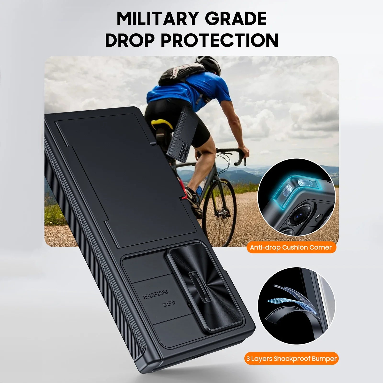 for Galaxy Z Fold 7 Case,RFID Wallet with Cards Holder,Hinge Cover,Camera Cover,Shockproof Silicone Protective Phone Case-Black
