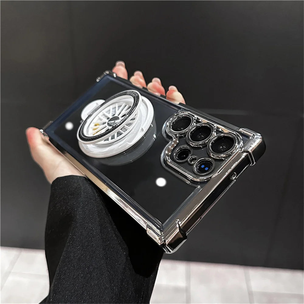 Shockproof Airbags Armor Magnetic Transparent Case for Samsung Galaxy S25 S24 Ultra S23 Fe S22 Plus A54 A15 A25 A35 A55 A53 5G