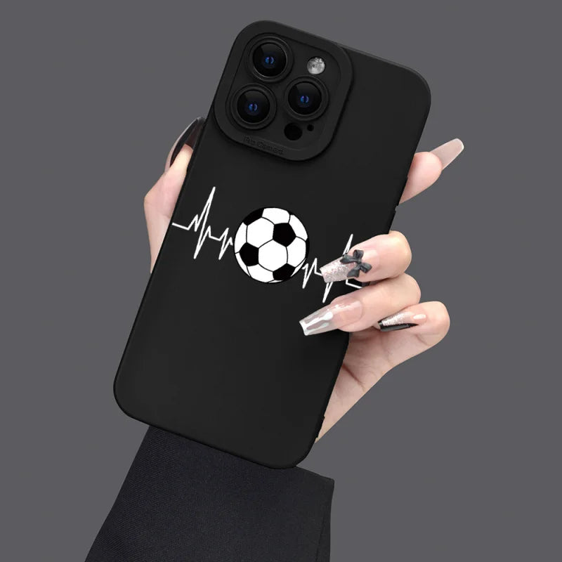 Football Pattern Graphic Phone Case For iPhone 16 15 14 13 12 11 XR X XS Pro Max 7 8 Plus SE 2022 Mini Silicone Soft Back Cover