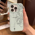 Gothic Style Angel Cross Line Drawing Phone Case For iPhone 11 12 13 14 15 16 17 Pro Max XS X XR 16E 17Pro 17Air 7 8 Plus Cover