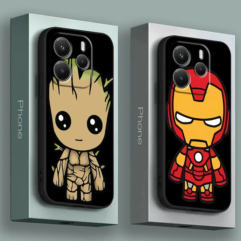 Marvel Phone Case For Redmi 15C 14C 13C Back Cover Spiderman For Redmi Note 15 14 13 12 Pro Plus 11 10 8 Pro Iron Man Groot Case