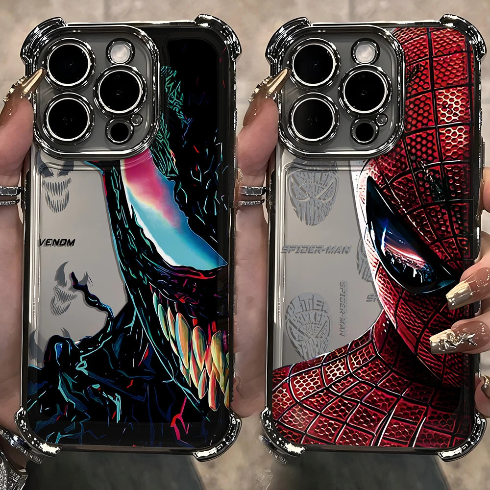 Cool Spiders Mans Venoms Plating Phone Case For Samsung S26 S25 S24 S23 S22 S21 FE Note20 Edge Plus Ultra 4G 5G Anti Fall Airbag