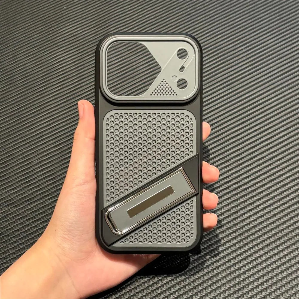 Heat Dissipation Folding Stand Holder Case For iPhone 17 Pro Max Air 16 Plus 11 12 13 14 15 Pro Shockproof Turn to 17 Hard Cover