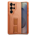 For Magsafe Magnetic Wrist Strap Phone Case for Samsung Galaxy S25 Edge S25 Ultra S26 Plus Leather ShockProof Protective Cover