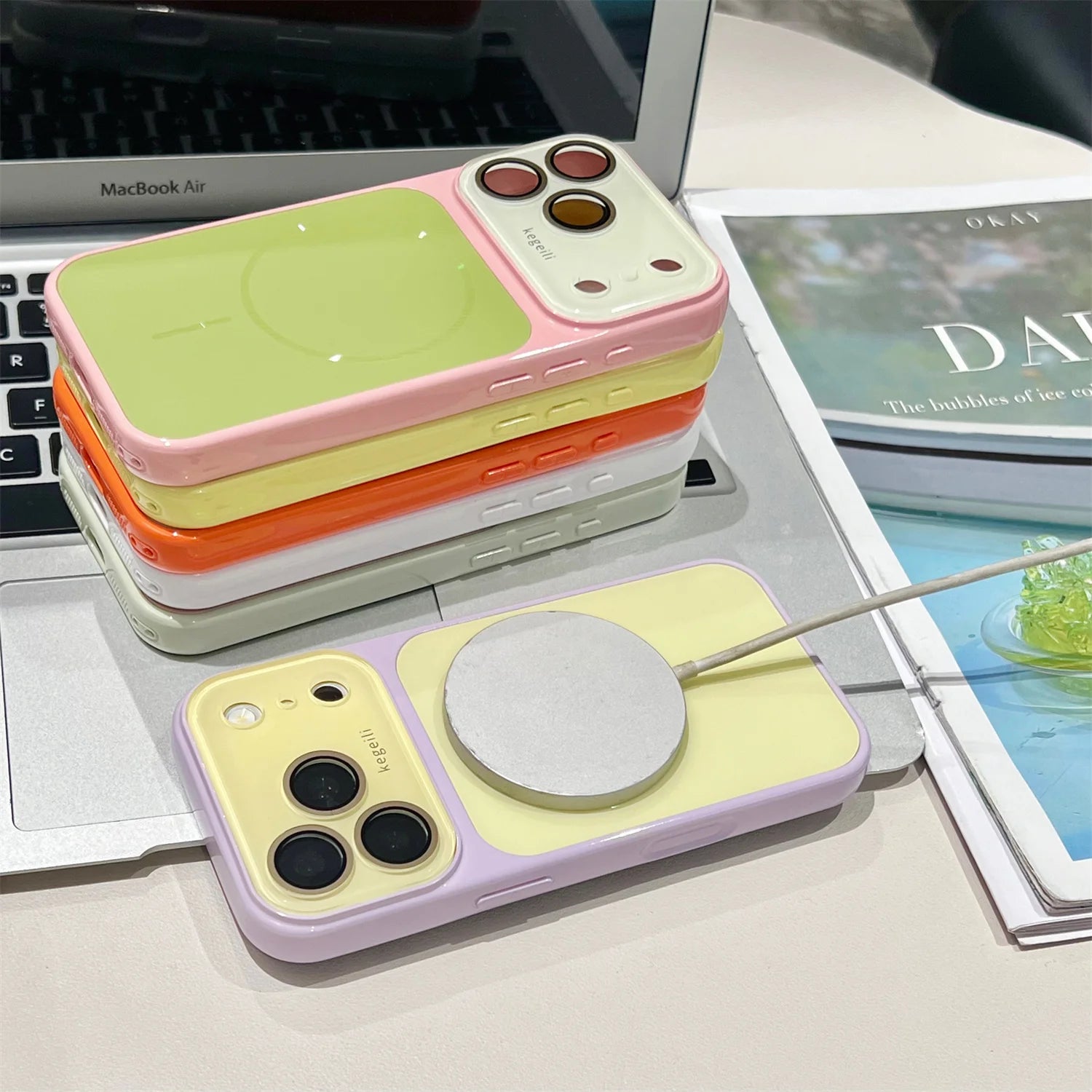 Candy Colour Large Window Matte Soft Silicone Phone Case for IPhone 17 16 15 14 13 12 Pro Max for Magsafe Magnetic Cover