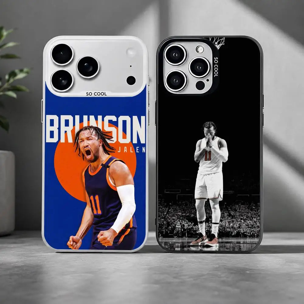 basketball star J-Jalen Brunson Phone Case For iPhone 17,16,15,14,13,12,11 Plus,Pro Max,XS,Colorful Silver Cover