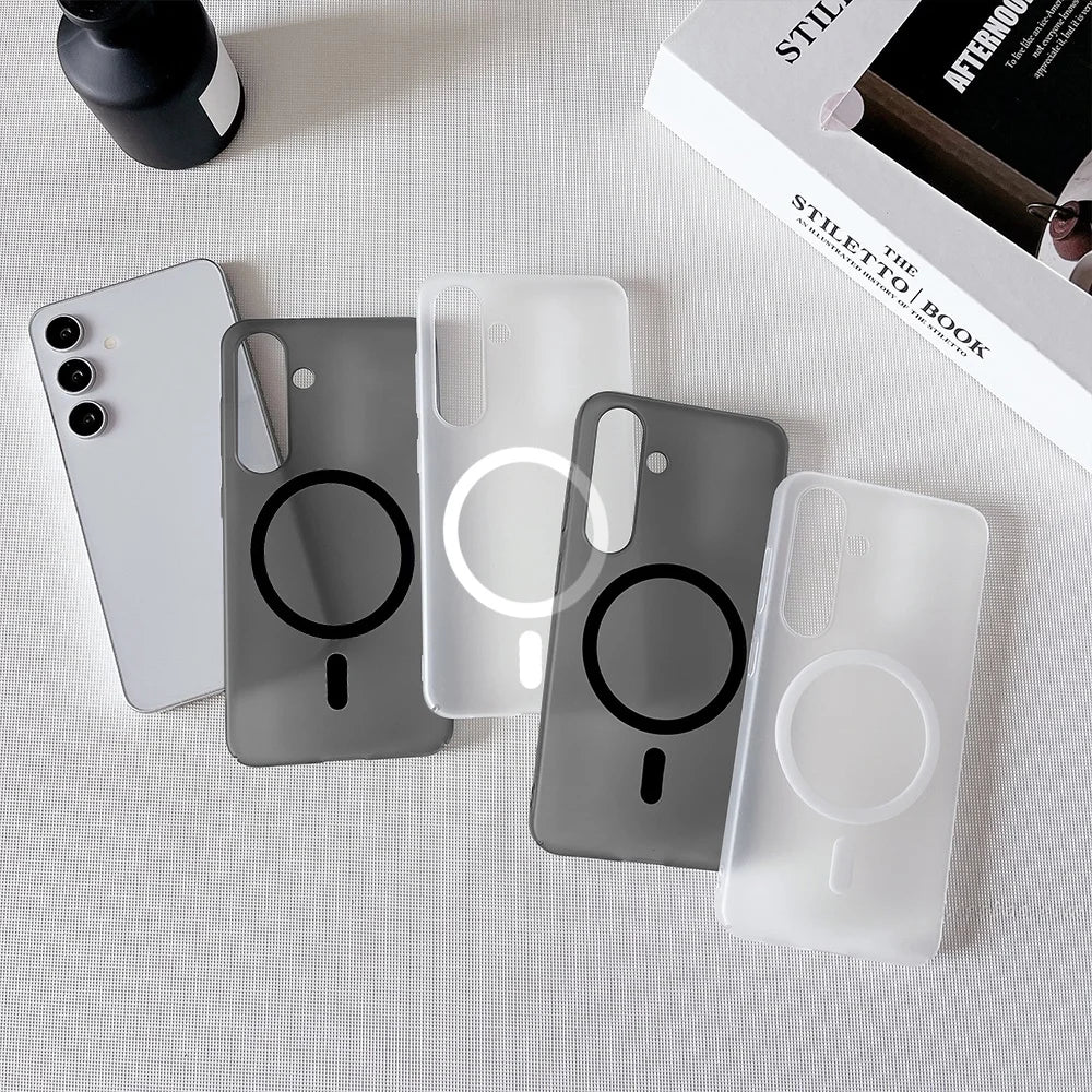 For Magsafe Wireless Charge Magnetic Case For Samsung S26 Ultra S25 S24 S23 S22 Plus FE S25 Edge Matte Translucent Hard PC Cover