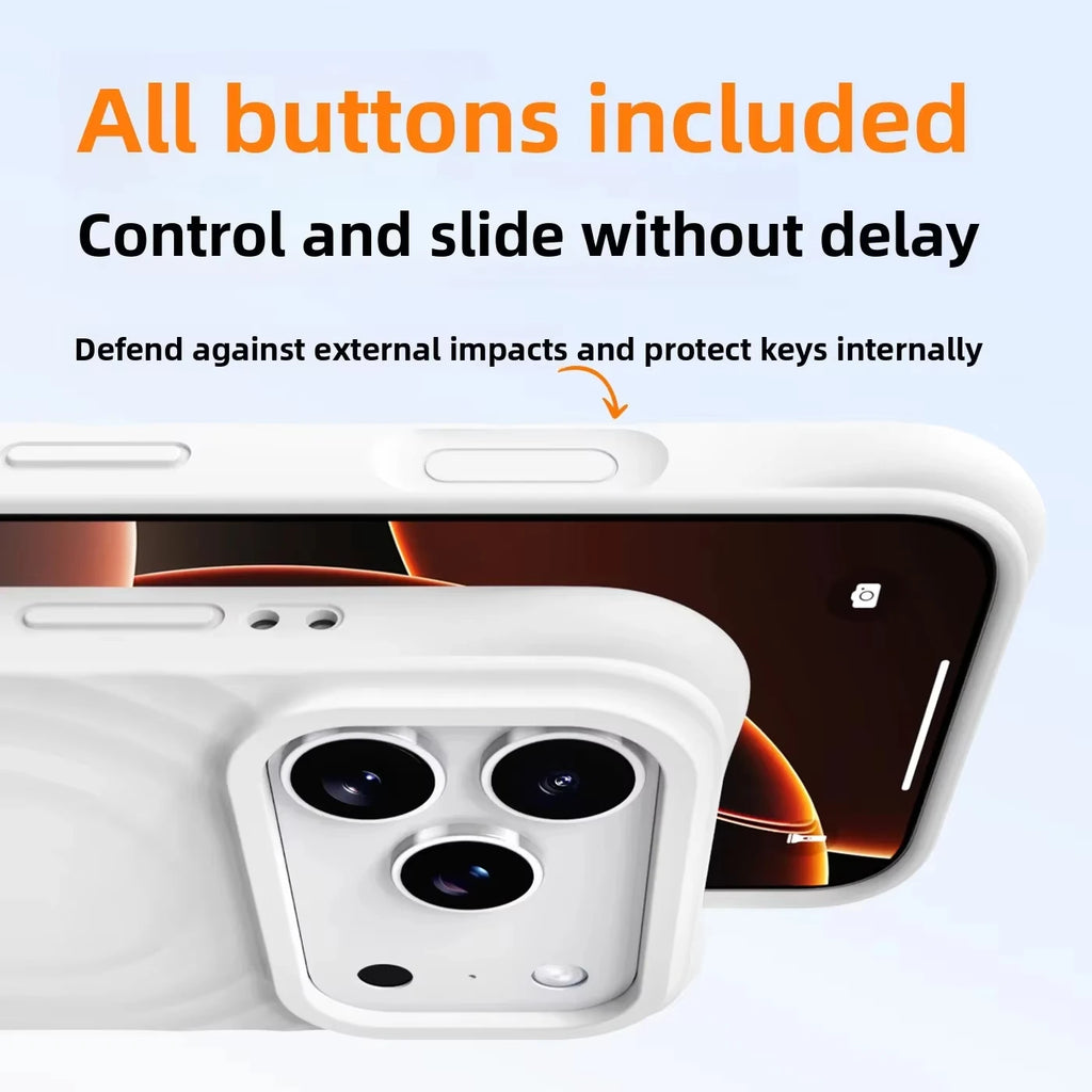 Water Ripple Silicone For Magsafe Wireless Charge Magnetic Phone Case For iPhone Air 17 16 15 14 13Pro Max Soft Shockproof Cover