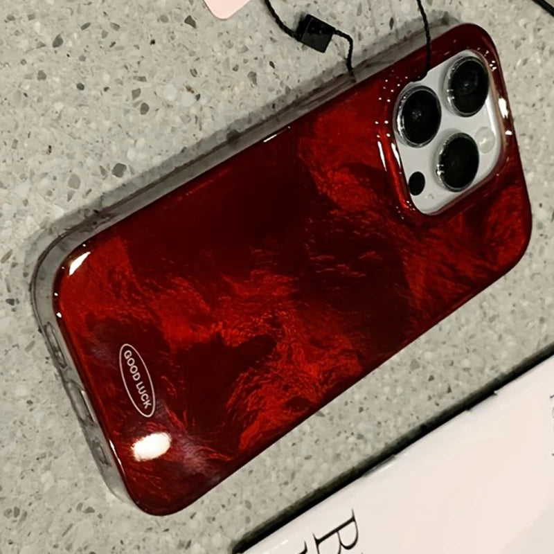 Retro Red Amber Glacier Texture Phone Case For iPhone 17 16 15 14 13 12 11 Pro Max Air Cover For iPhone XS X XR 7 8 Plus Fundas