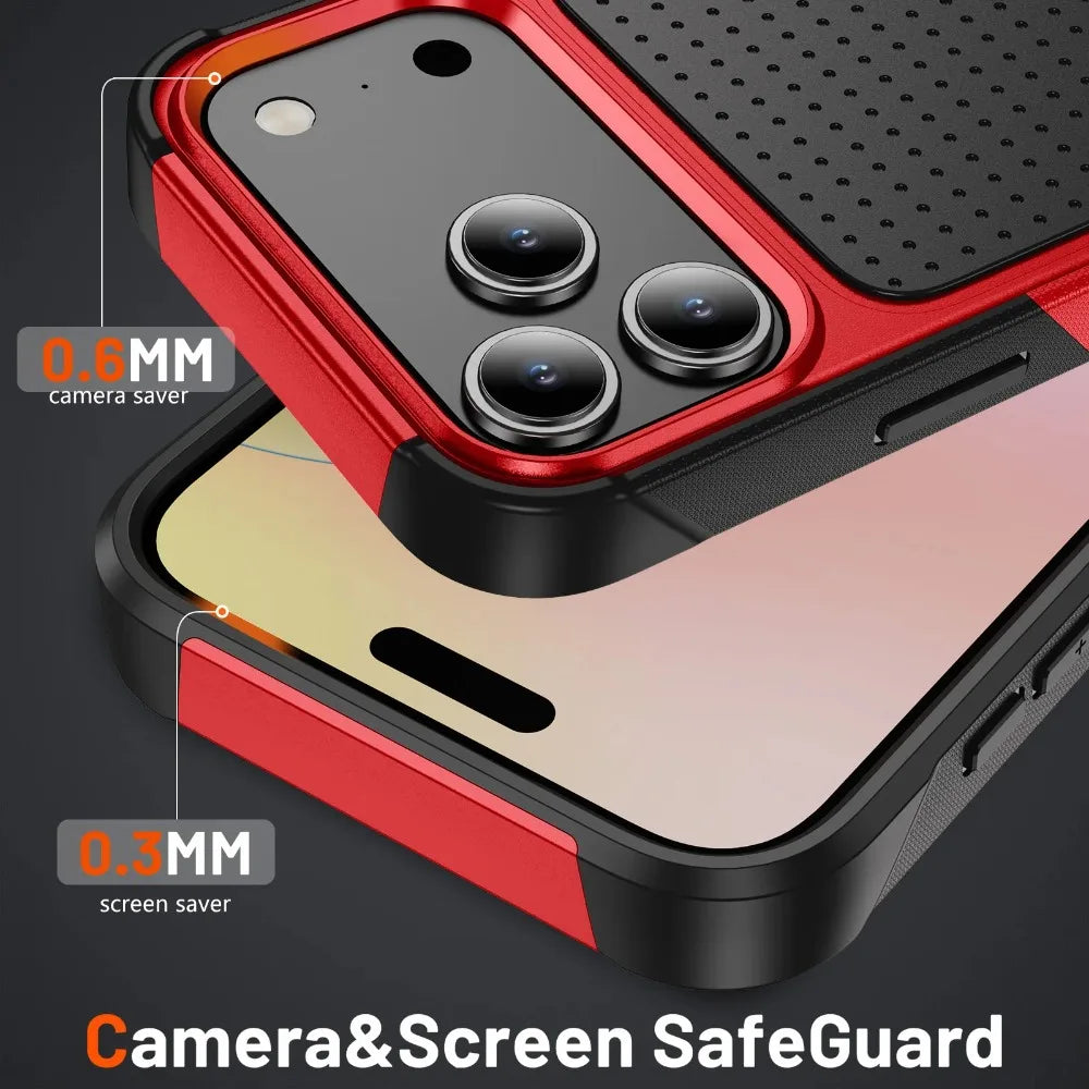 Military Grade 2IN1 Hybrid Armor Phone Case for IPhone 17 Air 16 15 14 Plus 13 12 Pro Max with Packet Box TPU+PC Anti-Drop Cover