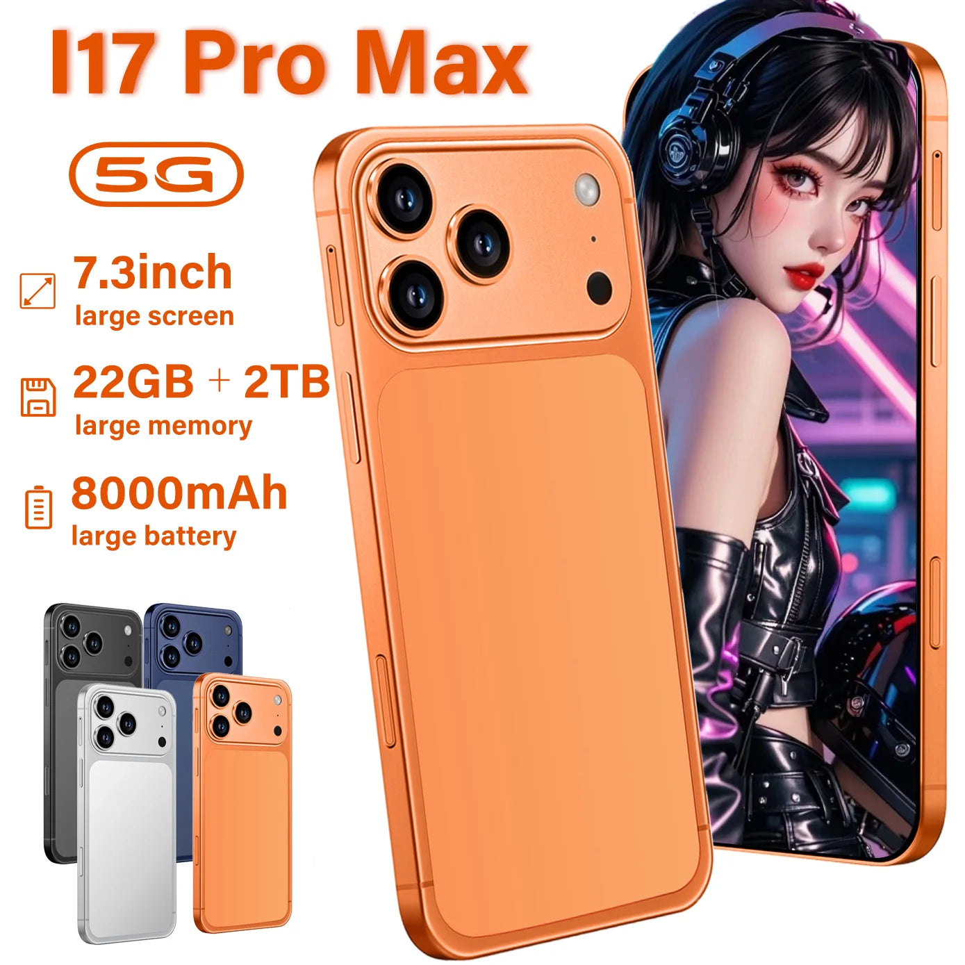 SALE 2026 NEW Silicone Case for SNS i17 Pro Max Original 7.3" Android Smartphone Accessories HD Global Version