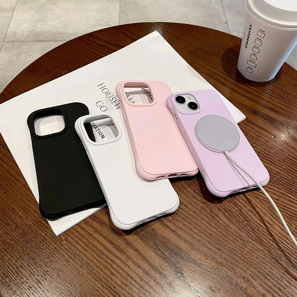 Fashion Ripple Soft Silicone Magnetic Case For iPhone 17 Pro Max 16 15 14 13 12 Pro For Liquid Magsafe Wireless Charging Cover