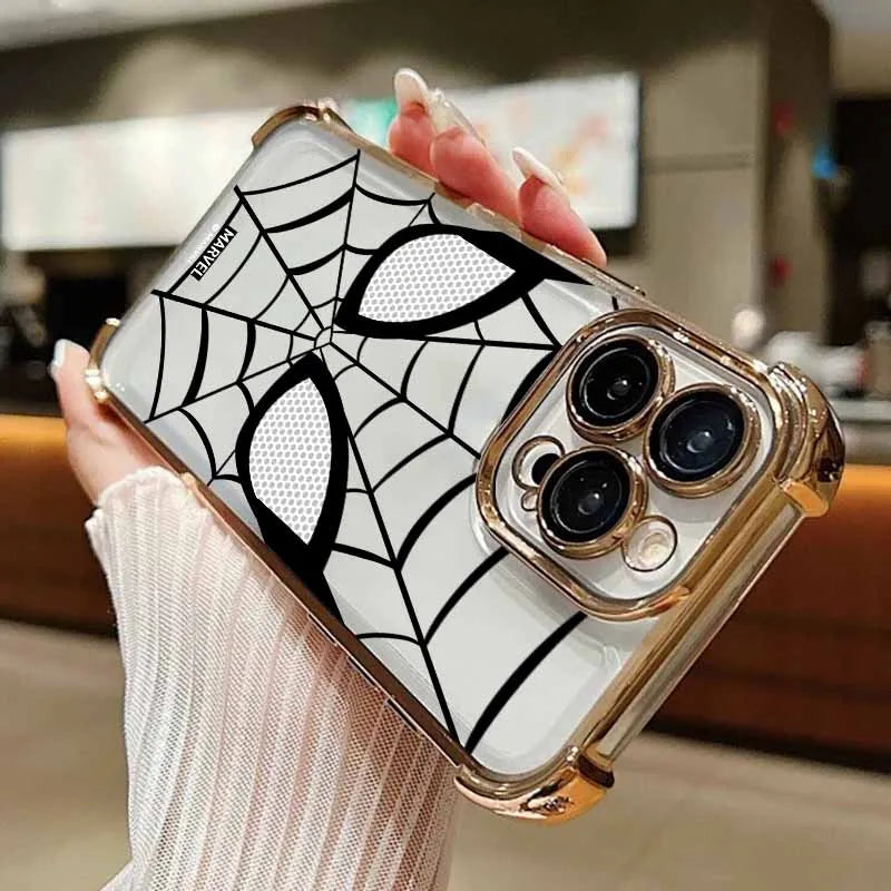 S-pider-ManS Cute For iPhone 17 AIR 16E 16 15 14 13 12 11 XS Pro Max mini Plus Plating Anti-Fall Cool Phone Case