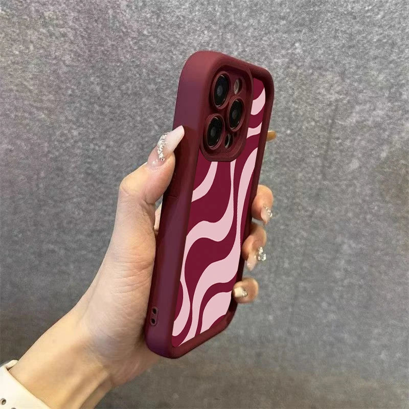 Fashionable Red Lines Soft Phone Case For iPhone 16 Pro Max Case iPhone 17 13 15 16 11 14 12 Pro Max XR 7 8 Plus Simple Cover