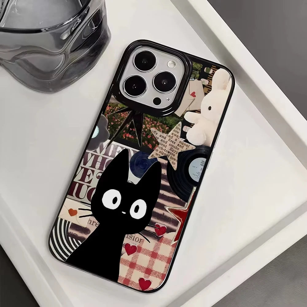 Graffiti Black Cat Pattern Phone Case For iPhone 17 Air 16 Pro Max 15 14 Plus 13 12 Mini 11 Pro Shockproof Silicone Back Cover