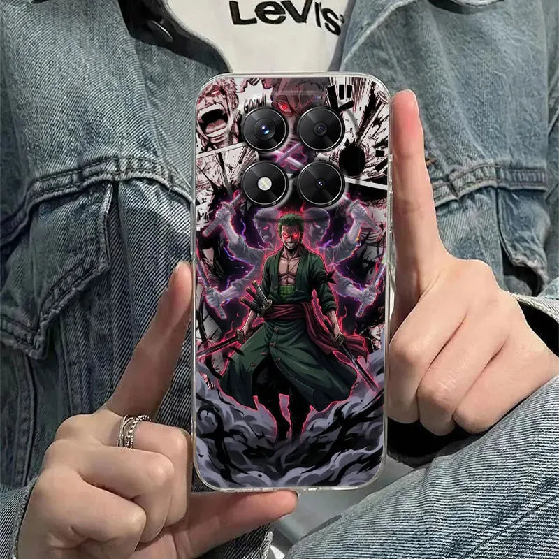 Anime Ones P-Piece Zoro Case For Xiaomi Redmi Note 15 14 13 12 11 10 Pro Plus 5G Cover For Redmi 15C 15 14C 13C Clear Phone Case