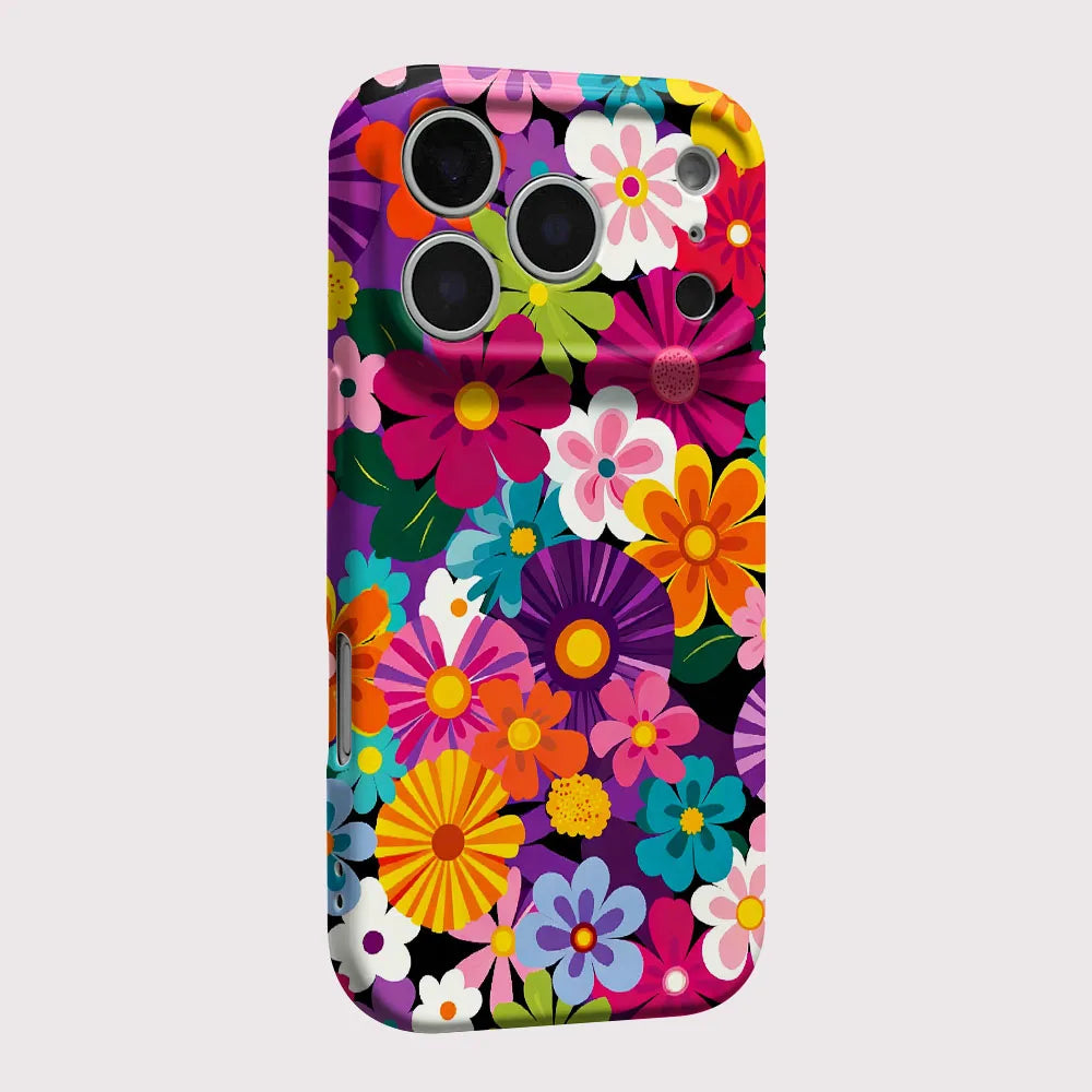 Phone Case For iPhone 17 16 15 14 13 12 11 Pro Max Air 16e 7 8 Plus XS Max X XR Colorful Retro Floral Hard PC Bumper Cover