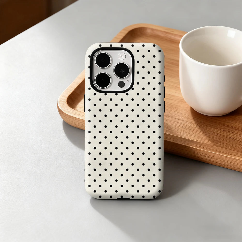 Classic Black Polka Dots Cream IPhone17 Must-Haves Phone Case for IPhone 17 16 15 14 13 12 Pro Max Plus Double-layer Back Cover