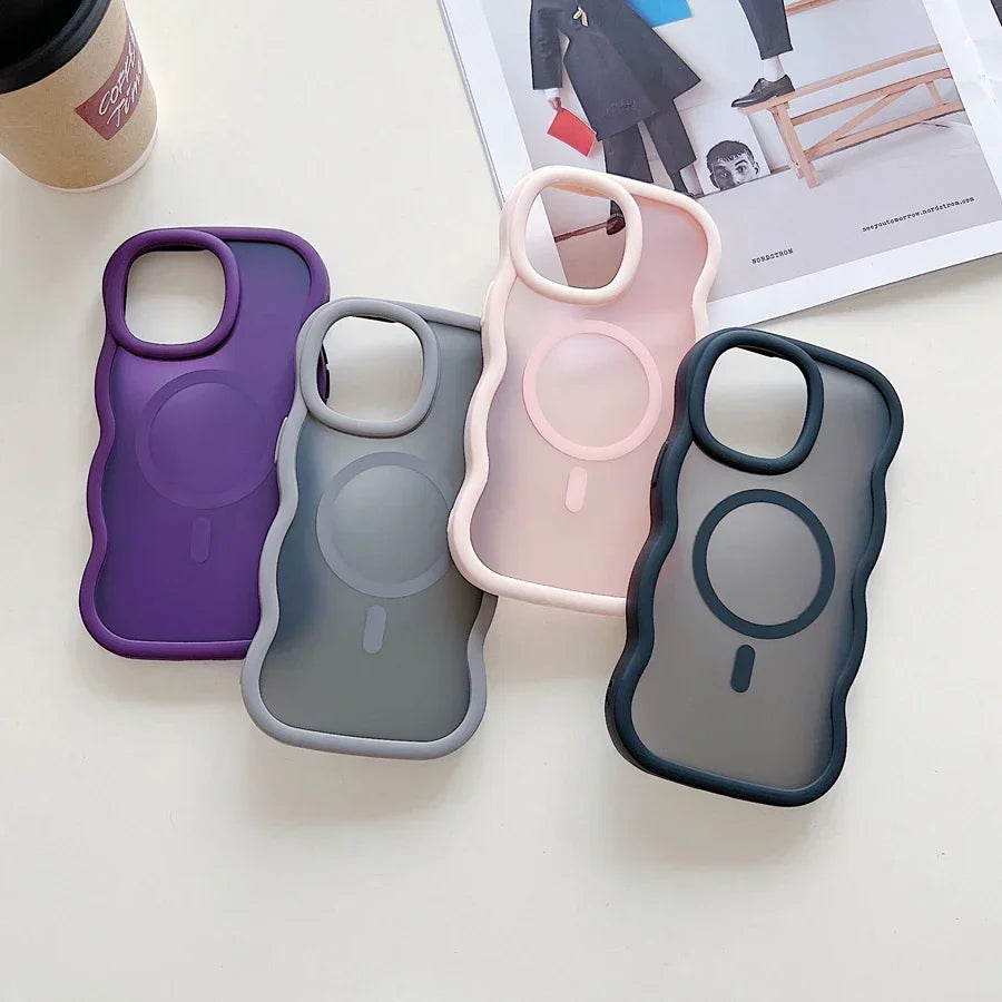 CHAOYIDIAN Wave Pattern Magnetic Case for iPhone 16/15/14/13/12 Pro Max, Wireless Charging Shockproof Hard Cover