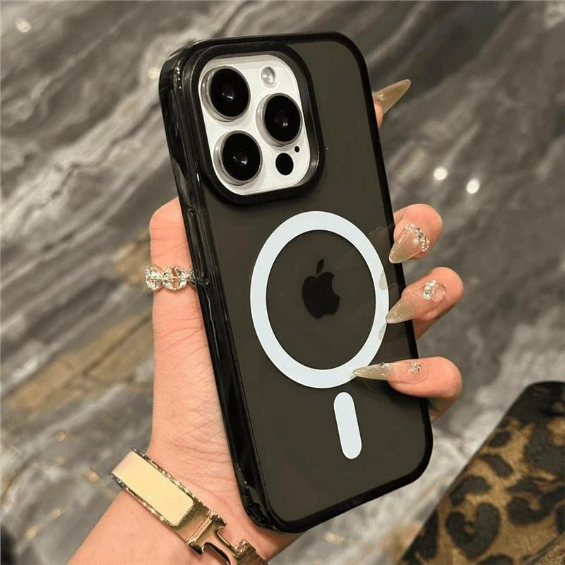 Neon Color For Magsafe Transparent Case For iPhone 17 16 13 15 14 11 12 Pro Max Air Wireless Charge Cases For iPhone 15 16 Plus