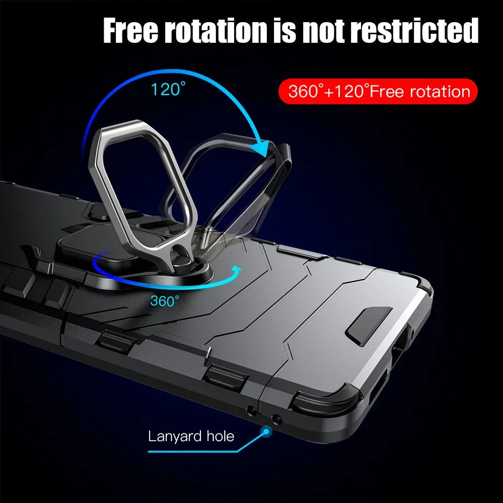 Shockproof Armor 360° Rotate Magnetic Ring Holder Case For XM POCO F7 F6 X7 X6 M6 Pro 4/5G C75 C65 PC+TPU Rugged Protect Cover