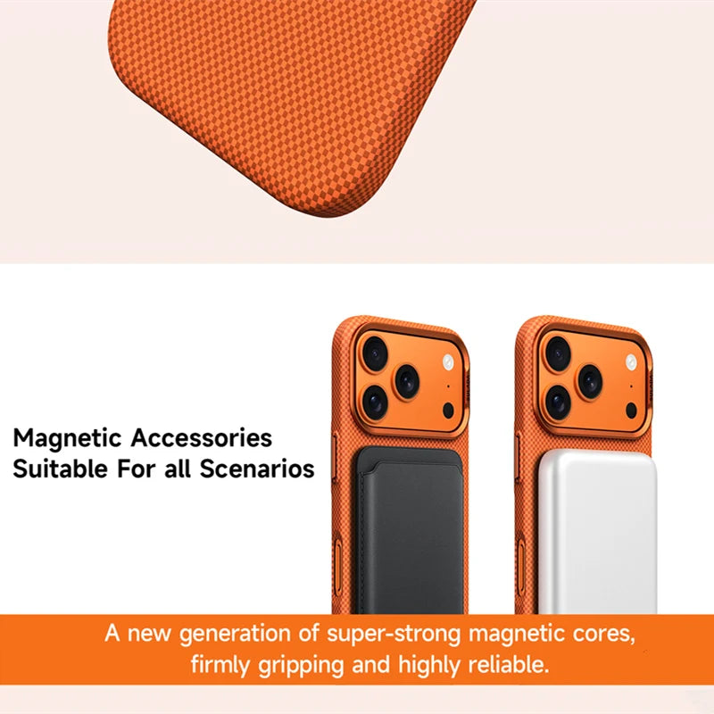Alloy Lens Solid Color Magnetic Matte Phone Case for iPhone 17 Pro Max 16 Pro Carbon Fiber Texture Wireless Charge Frosted Cover