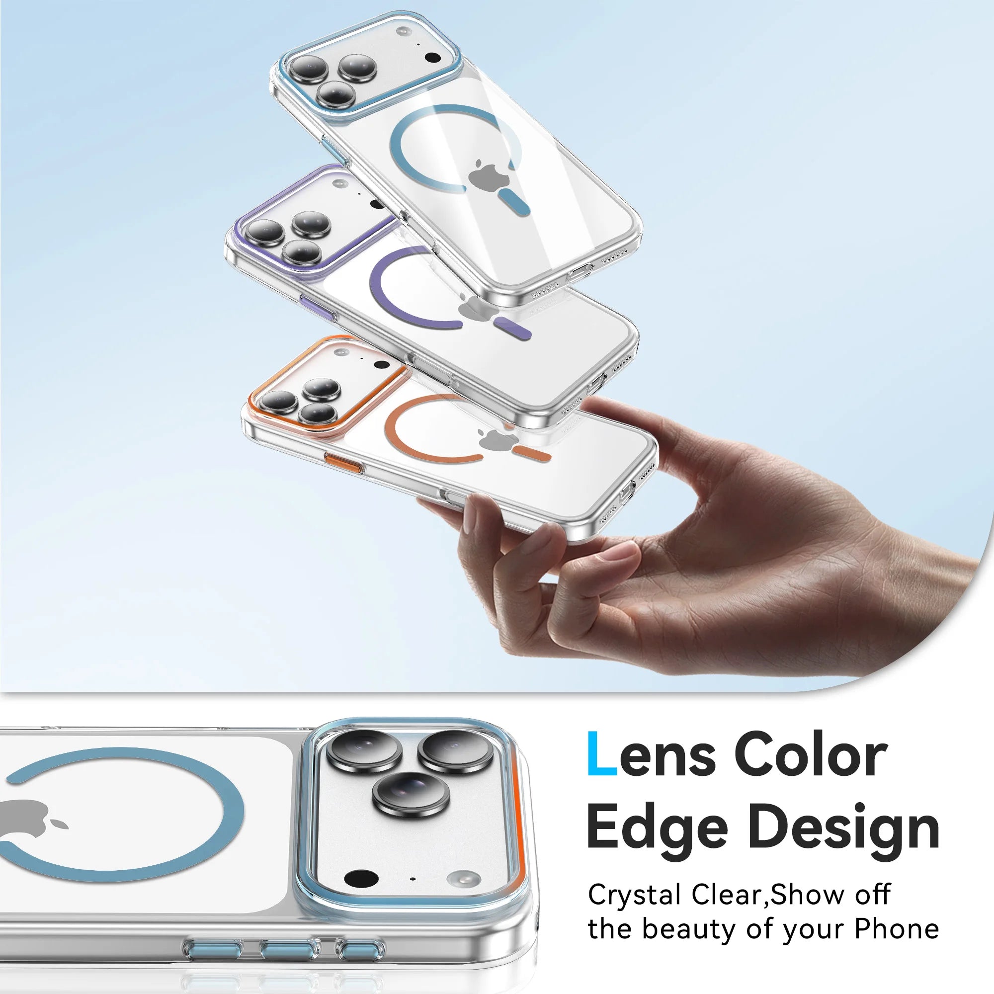 Luxury Clear For Magsafe Magnetic Case For iPhone 17 Air 16 15 14 Plus 13 17 Pro Max Wireless Charge Shockproof Hard Back Cover