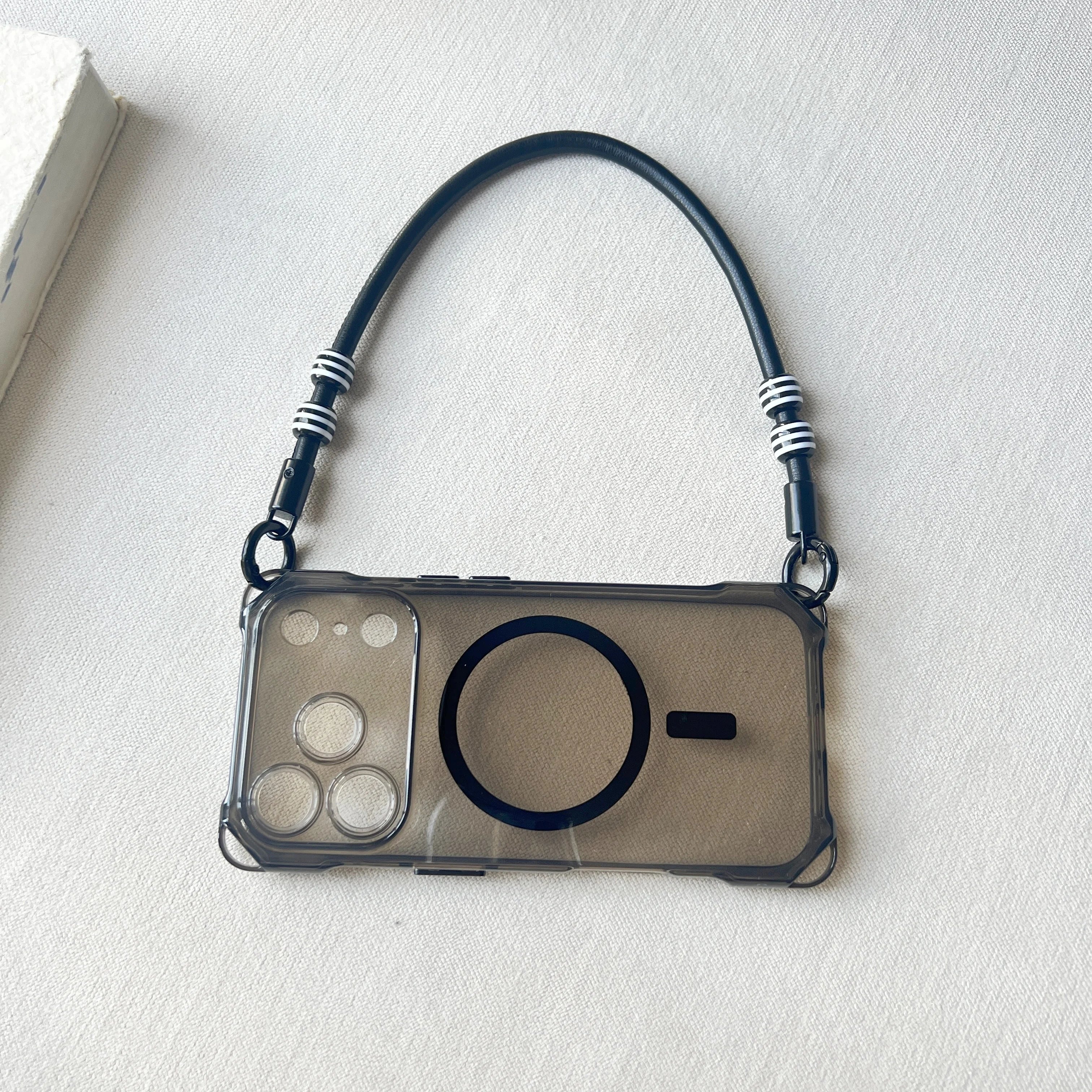 Beaded Lanyard Phone Case Suitable For iPhone 17 Pro Max Wrist Lanyard 17 Pro Pendant Air Anti-Drop Magnetic Protective Case