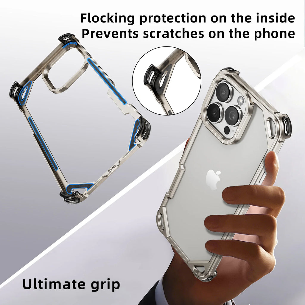 Eary for iPhone 17 16 15 Pro Max Air Phone Case Metal Frameless Shockproof Protective Bumper Minimalist Slim Ultra-thin 17 Cover