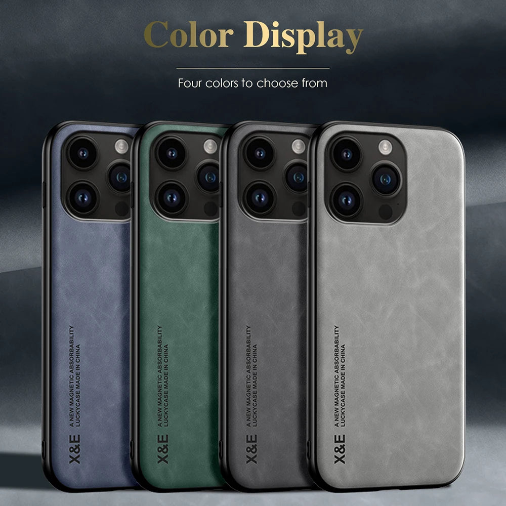 Luxury Genuine Leather+Magnetic Case For iPhone 11 Pro Max X XS XR 7 8 Plus 10 SE 2020 2022 Soft Shell Cover Skin Mask Women Men