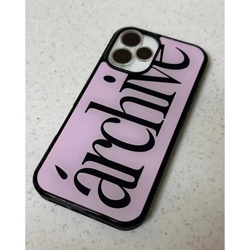 Korean Ins Simple and Gentle Girl Pink Pattern Phone Case For iPhone 17 16 15 14 13 11 Pro Max AIR PLUS Resin Casting Cute Cover