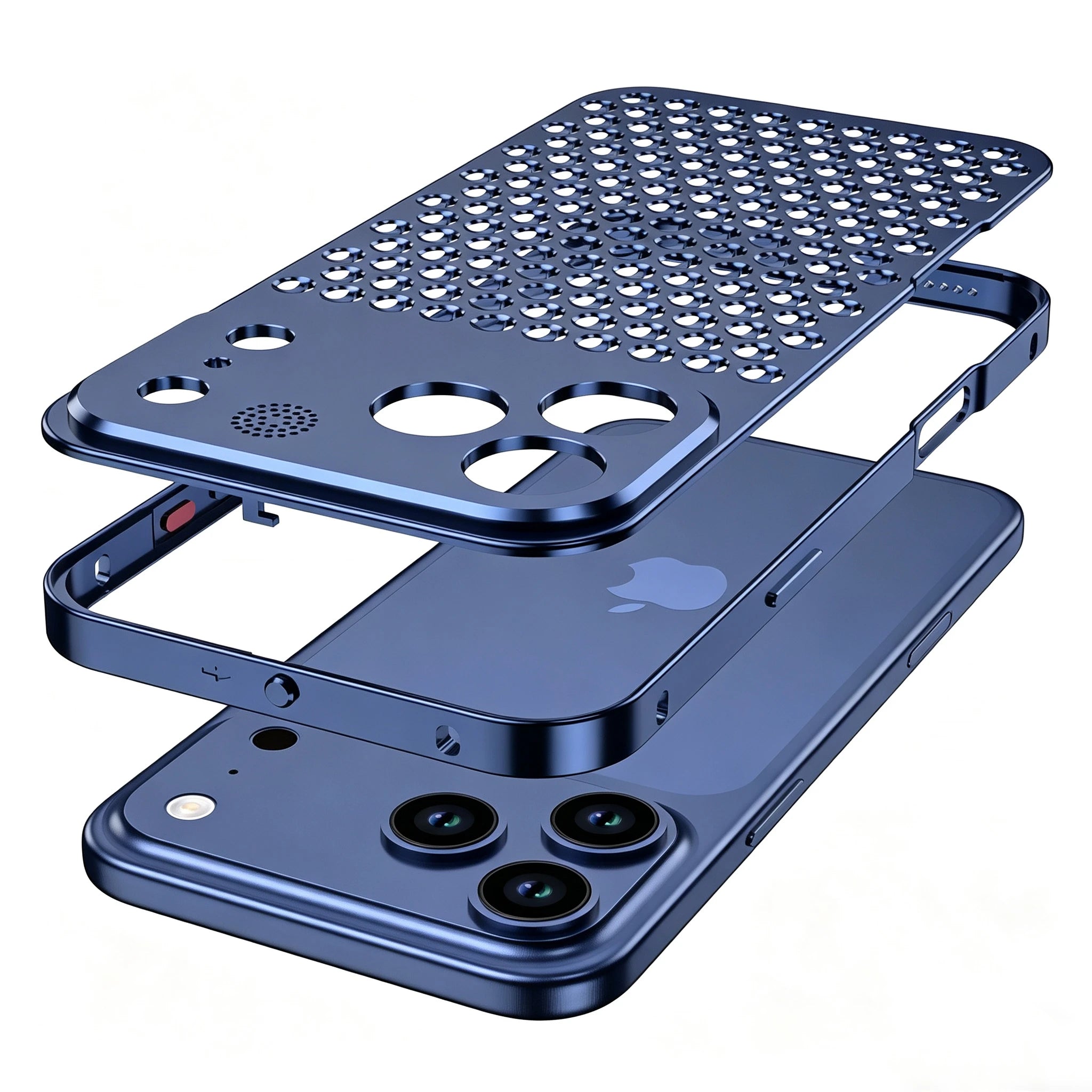 luxury Metal aluminium grid Cooling Phone Case For iPhone 17 15 14 13 12 16 Pro Max Aromatherapy Diffuser Detachable Rear Cover