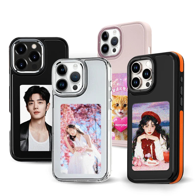 Phone Case E-ink Screen NFC Function for Apple Phone iPhone 15/14/13 ProMax Phone Cover Wireless Image Transmission 4-Color Disp